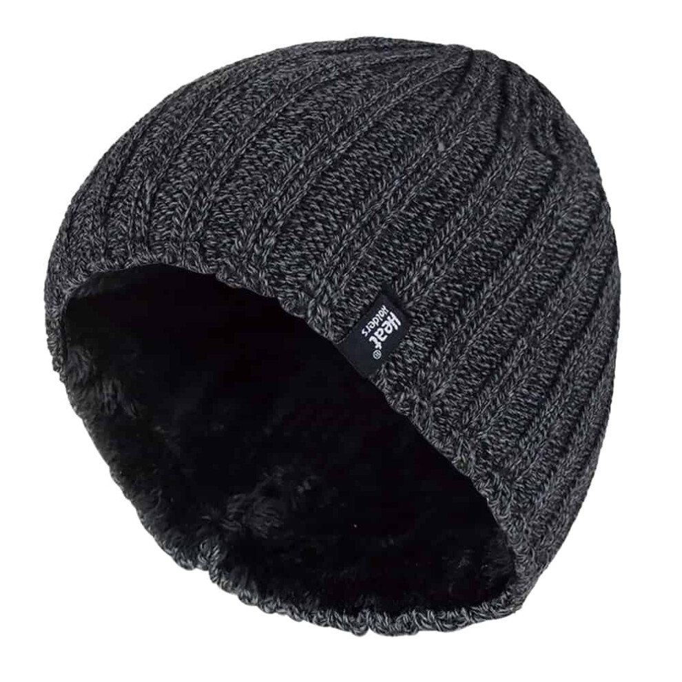 (One Size, Grey) Heat Holders - Men's Fleece lined Ribbed knitted winter hat 3.4 tog