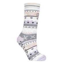(04-Aug, Flieder / Grau) Heat Holders - Heat Holders Damen Thermo Kuschelsocken mit Antirutsch Noppen Geschenkbox