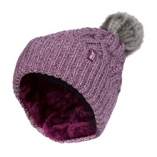 (One Size, Rose) Heat Holders - Heat Holders Damen Gefüttert Beanie Strickmütze mit Bommel und Fleecefutter