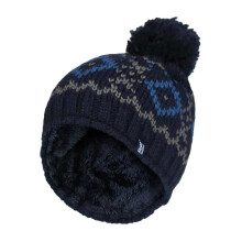 (One Size, Marine) Heat Holders - Heat Holders Herren Beanie Mütze mit Bommel Winter Warm Fleece Gefütterte Mütze