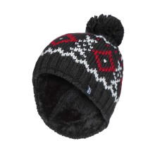 (One Size, Kohle / Rot) Heat Holders - Heat Holders Herren Beanie Mütze mit Bommel Winter Warm Fleece Gefütterte Mütze