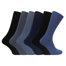 (6-11, Black / Navy / Grey) Sock Snob - 6 Pairs Mens Soft 100% Cotton Plain Coloured Socks