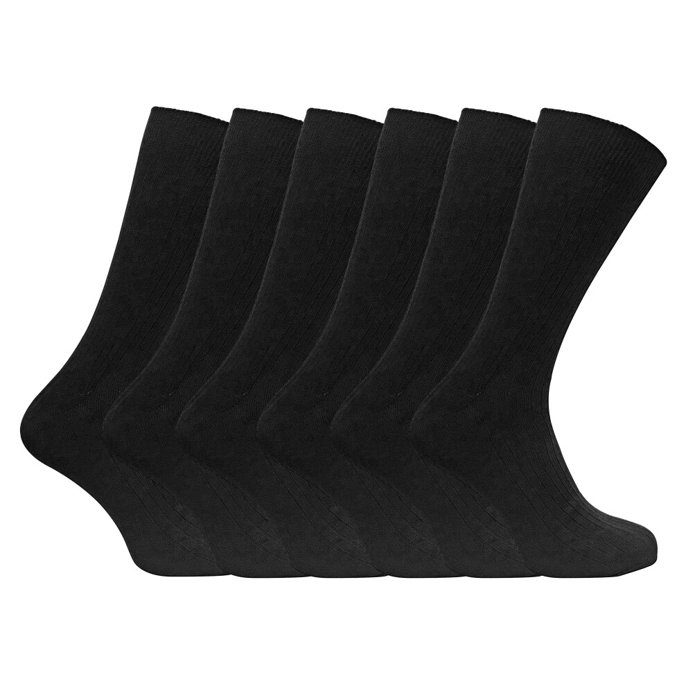 6 Pack Soft 100% Cotton Coloured Ribbed Dress Socks