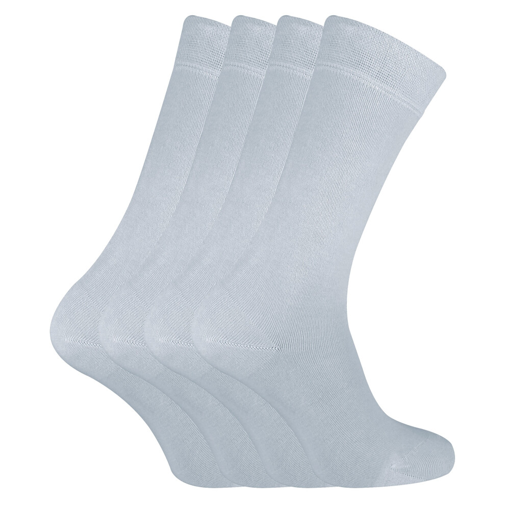 (4-8 UK, White) SOCK SNOB - 4 Pairs Bamboo Thin Super Soft Suit Socks for Men & Women-image-OPC-P5RDRVJ-NEW