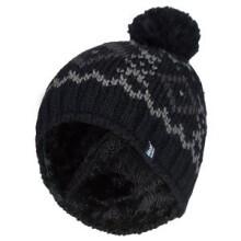 (One Size, Schwarz) Heat Holders - Heat Holders Herren Beanie Mütze mit Bommel Winter Warm Fleece Gefütterte Mütze