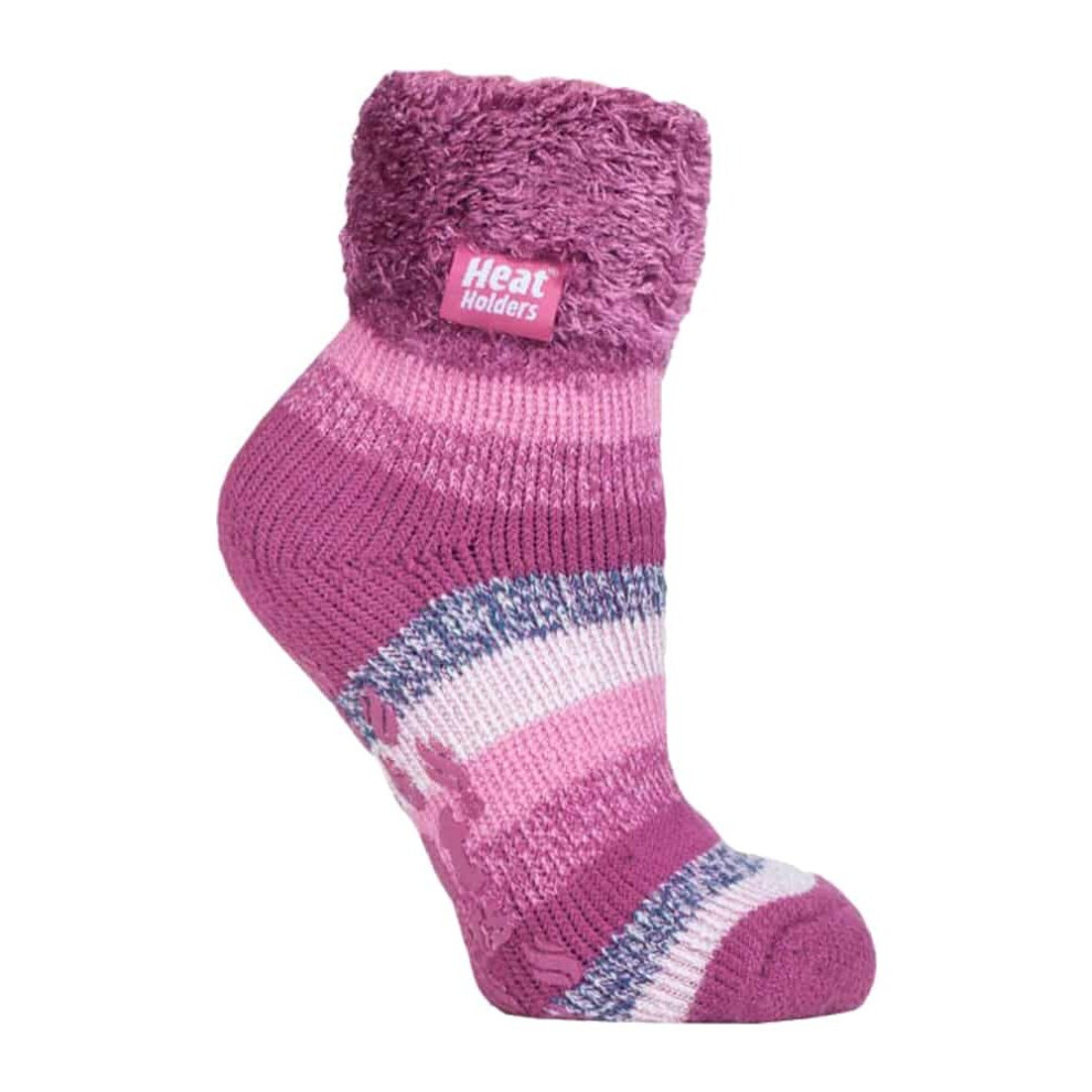 (4-8 UK, HHL07) Ladies Non Slip Thermal Low Cut Ankle Slipper Bed Socks with Grips