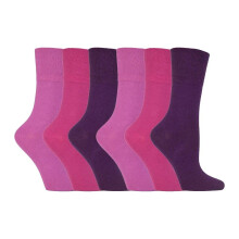 (04-Aug, Rosa) IOMI - IOMI - 6er Pack Damen Diabetikersocken Ohne Gummi | Baumwolle Socken Extra Weite