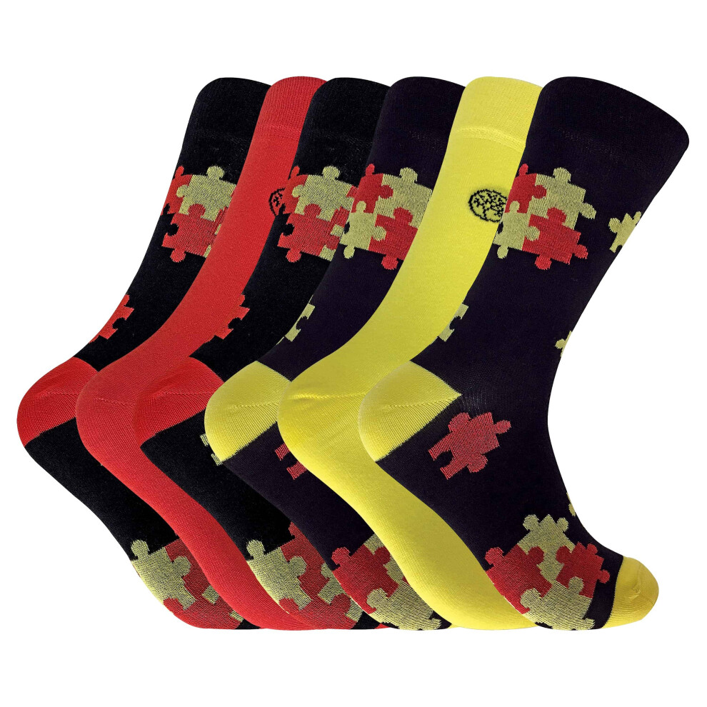 6 Pairs Antibacterial Colourful Patterned Bamboo Dress Socks