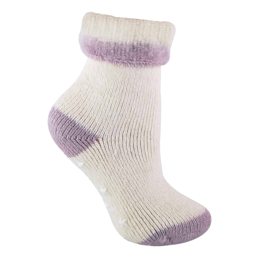 Sock Snob (4-8, ) - 1 Pack Ladies Alpaca Wool Slipper Bed Socks With Star Grips Purple