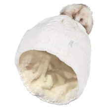 (One Size, Creme) Heat Holders - Heat Holders Damen Winter Fleece Beanie mit Pompon Bunt Warm Mütze mit Bommel