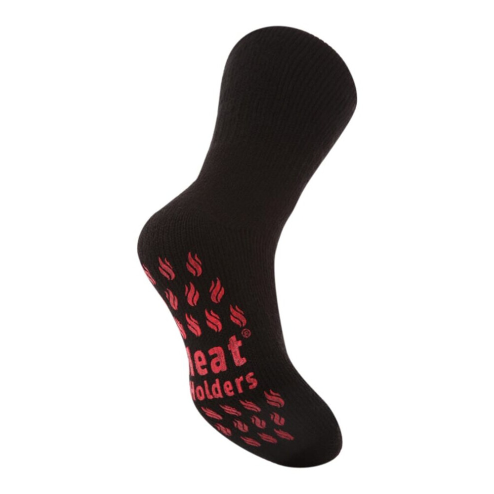 (6-11 UK, Black / Red) Heat Holders - Mens Thermal Slipper Socks 6-11 uk - 39-45 Eur