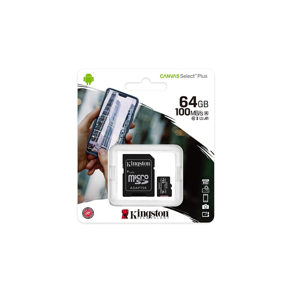 Kingston Canvas Select Plus 64 Gb Class 10/Uhs-I U1 Microsdxc 100 Mb/S Read SDCS2/64GB