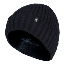 (One Size, Schwarz) Heat Holders - Heat Holders - Herren Beanie strickmütze mit Innenfutter und Umschlagmanschette