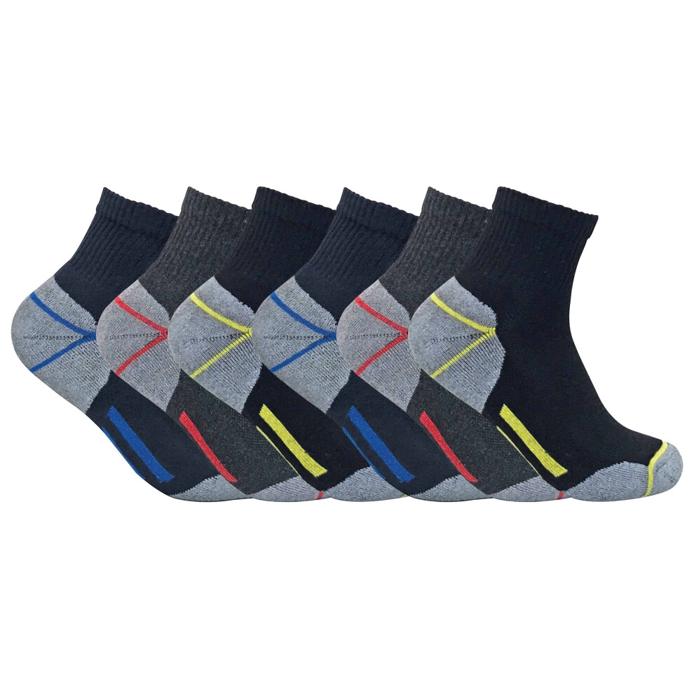 6 Pairs Cotton Low Cut Ankle Cushioned Work Socks for Steel Toe Boots