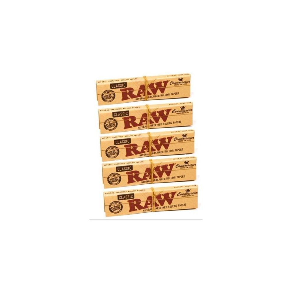 Raw Connoisseur King Size Slim Rolling Papers + Roach Tips - 24 Booklets (32 Leaves Each)