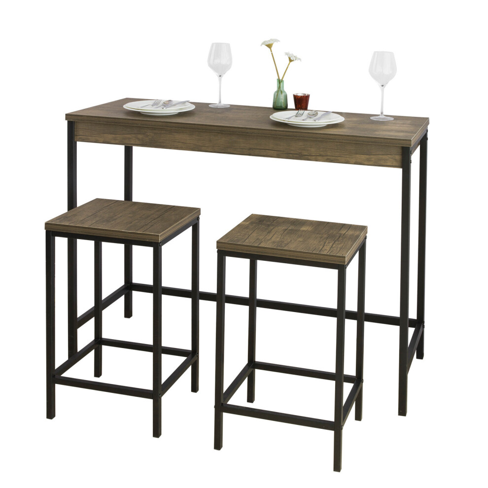 SoBuy® OGT30-N, Bar Table and 2 Stools, 3 Pieces Kitchen Breakfast Bar Set