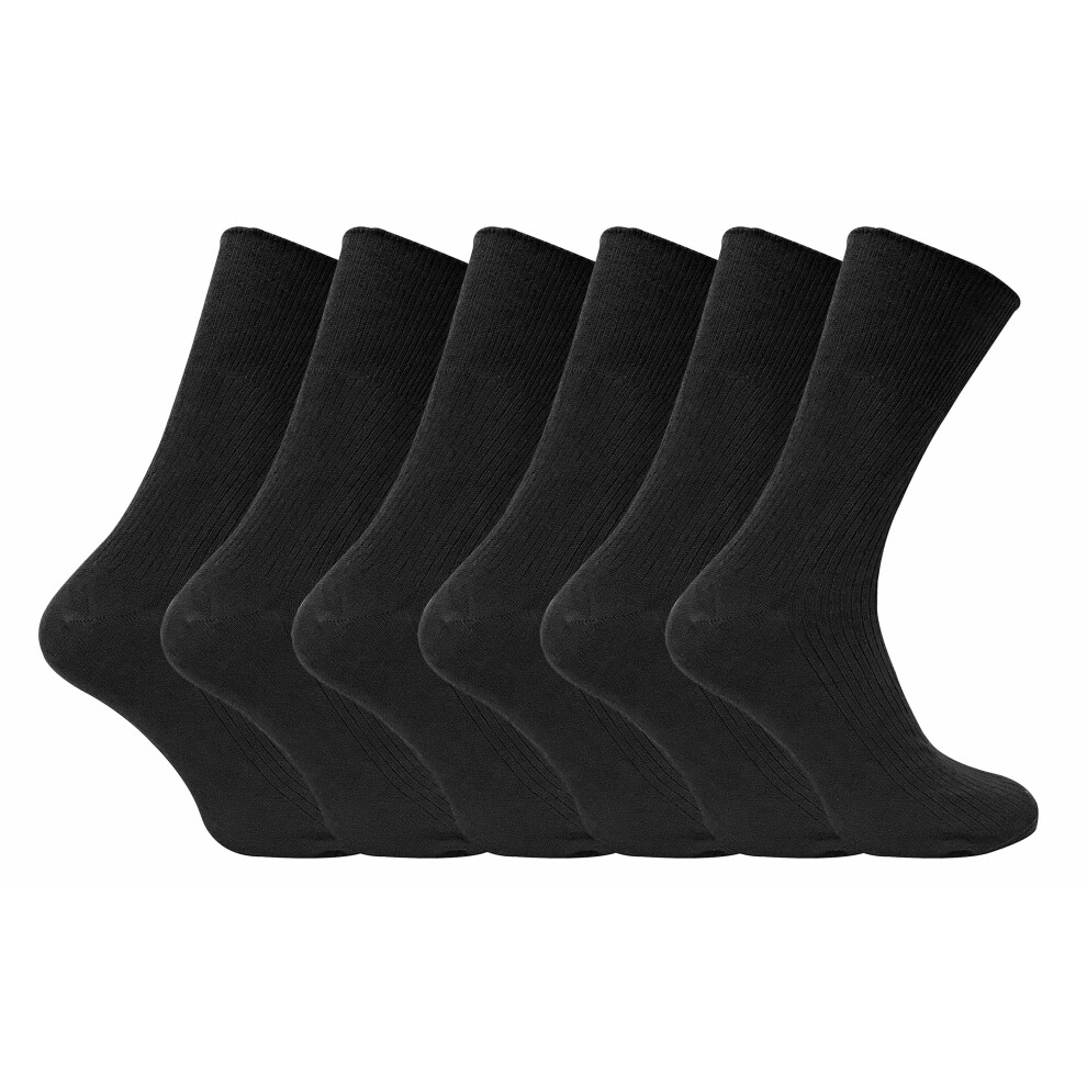 Sock Snob (6-11, Black) - 6 Pairs Mens Thin Soft 100% Cotton Non Elastic Socks