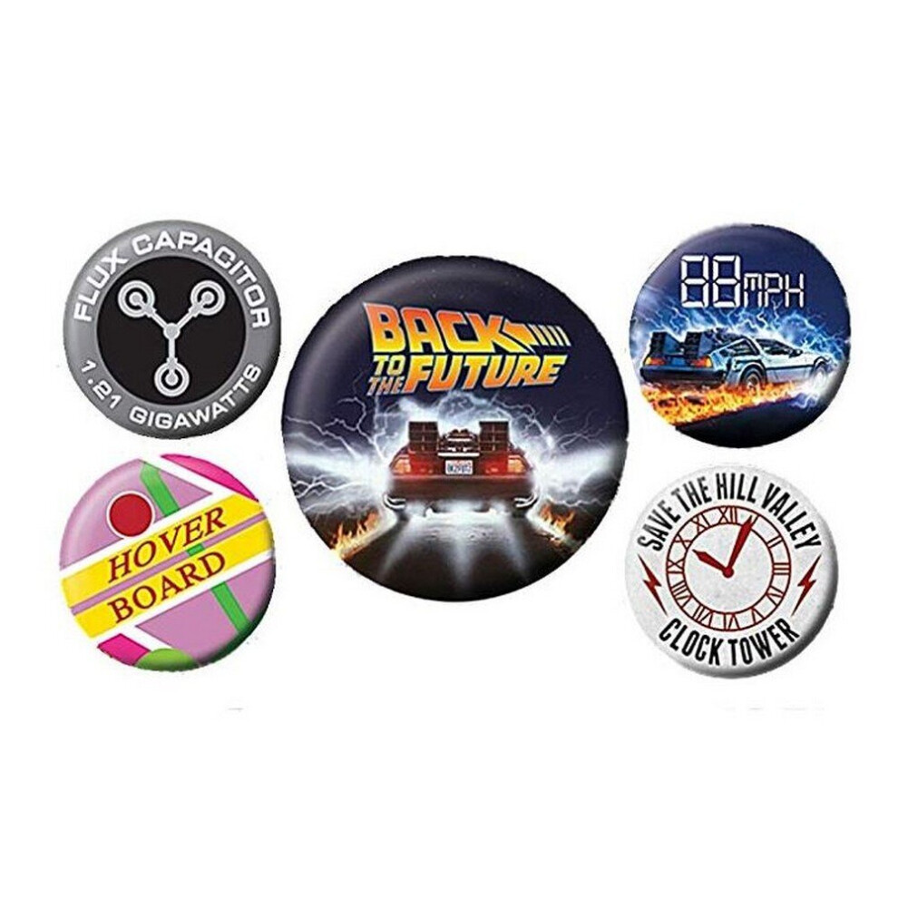 Back To The Future Multicoloured Button Badge Set (5 Pieces) Size 5