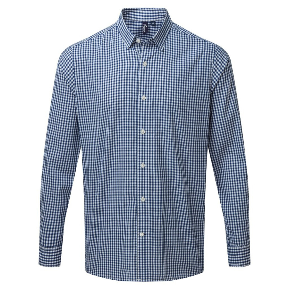 Premier (3Xl, Navy/White) Mens Maxton Check Long Sleeve Shirt