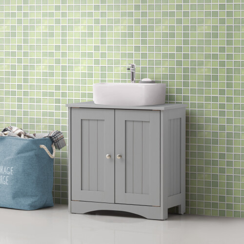 Timber Art Design UK Bathroom Sink Cabinet Under Basin Vanity Storage Cupboard Unit Grey