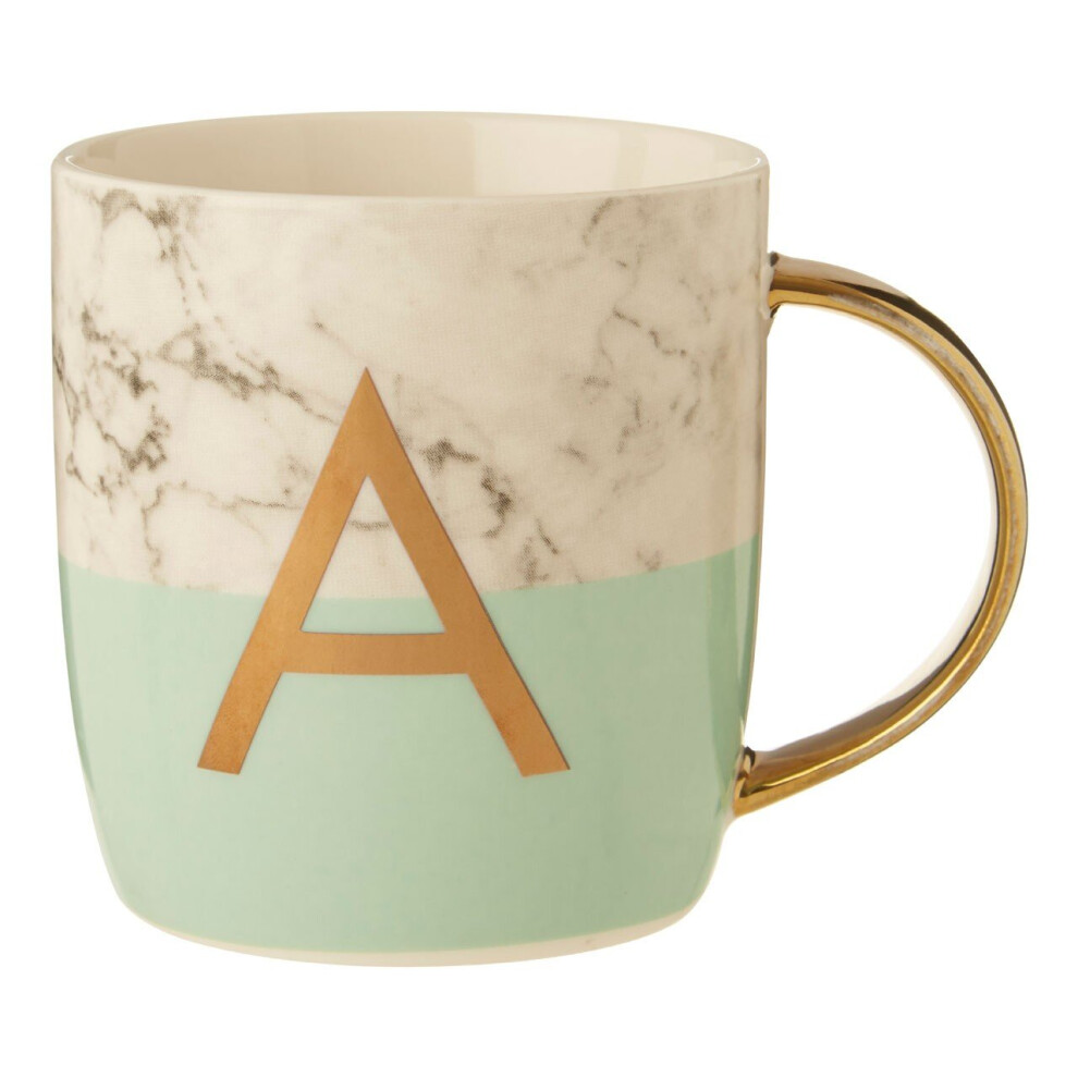 Mimo Pastel Green A Letter Monogram Mug