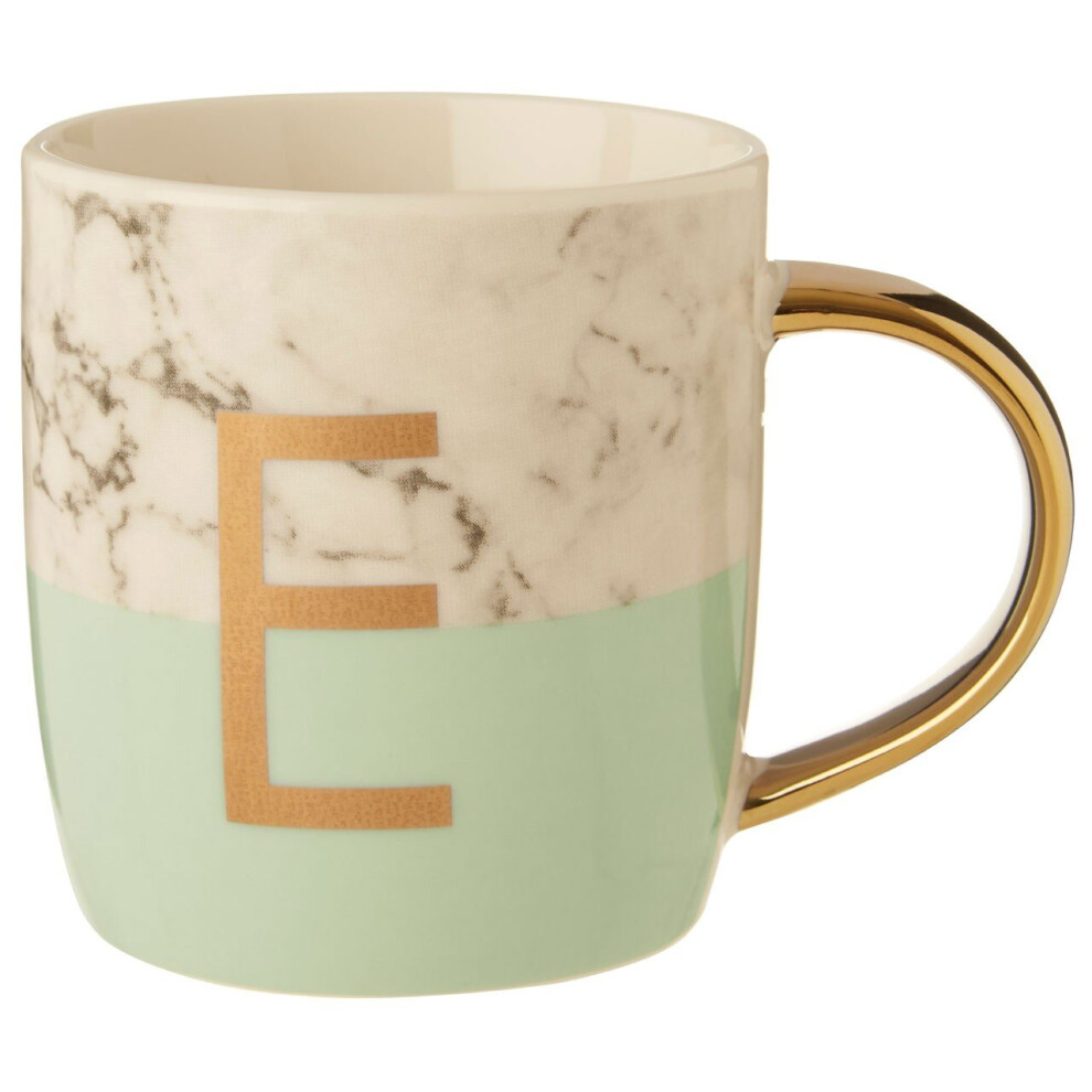 Mimo Pastel Green E Letter Monogram Mug