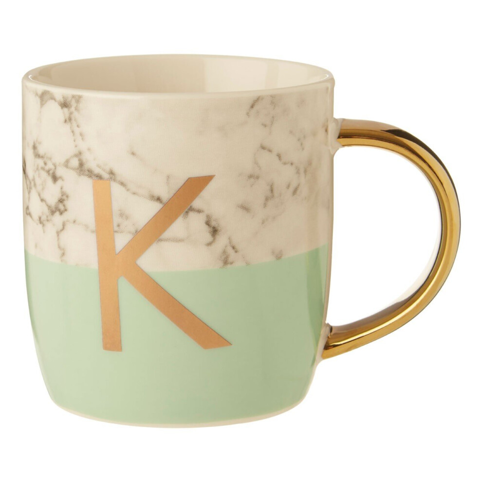 Mimo Pastel Green K Letter Monogram Mug