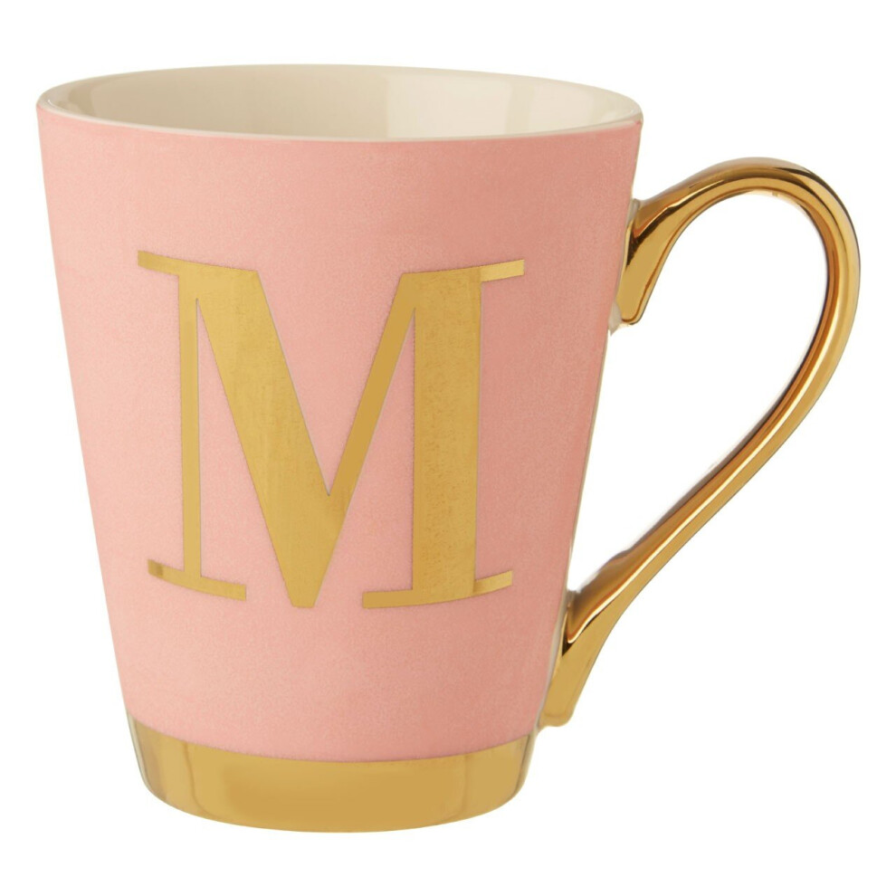 Mimo Pink Frosted Deco M Letter Monogram Mug