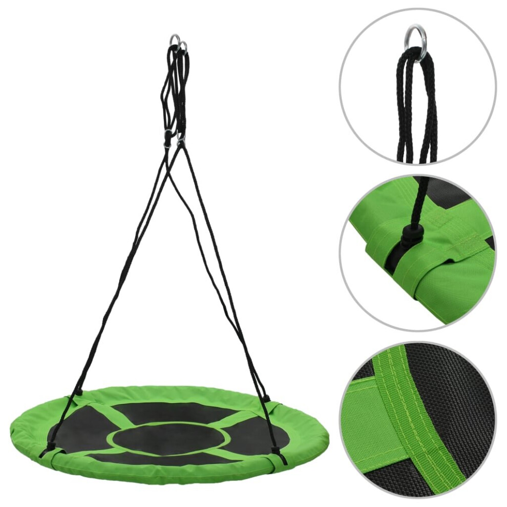 vidaXL Swing 110cm Green Nest Rope Swing Spider Web Net Outdoor Garden Seat