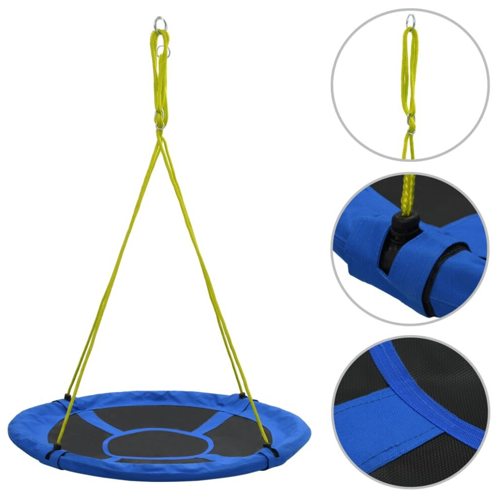 vidaXL Swing 110cm Blue Nest Rope Swing Spider Web Net Outdoor Garden Seat