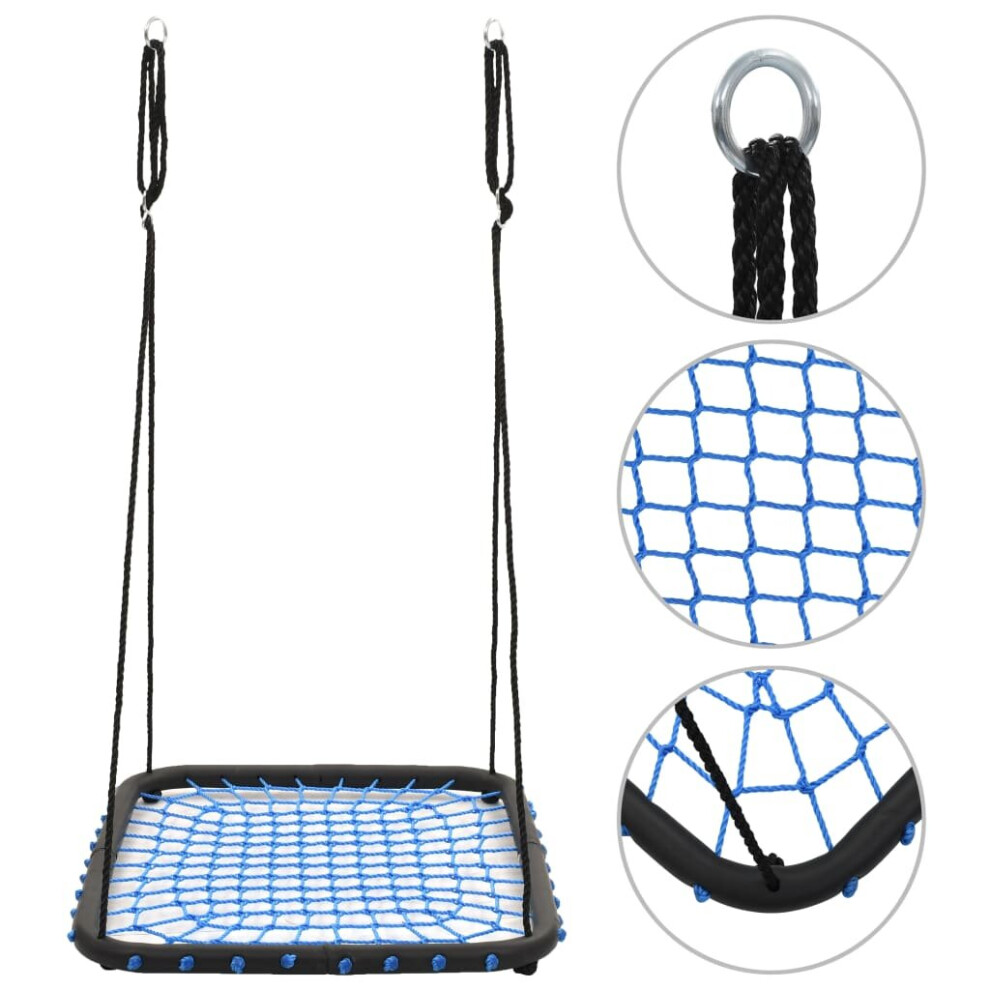 vidaXL Swing 104x76cm Blue Nest Rope Swing Spider Web Net Outdoor Garden Seat