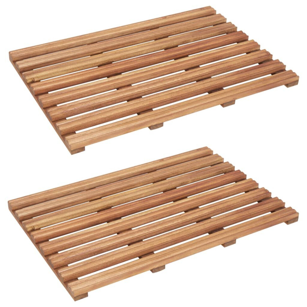 vidaXL 2x Solid Acacia Wood Bath Mats 56x37cm Bathroom Shower Accent Mats