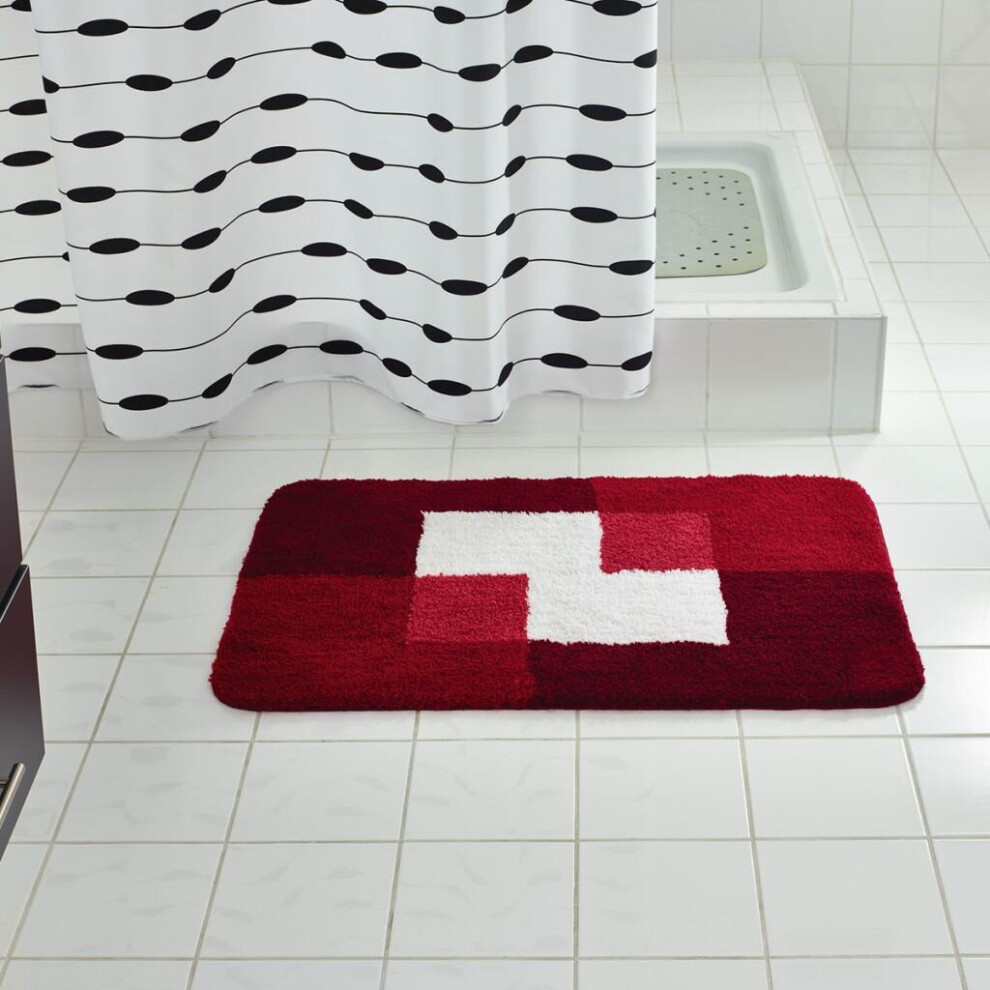 RIDDER Bathroom Rug Coins 60x90cm Red Non Slip Shower Bath Mat Carpet 7103306