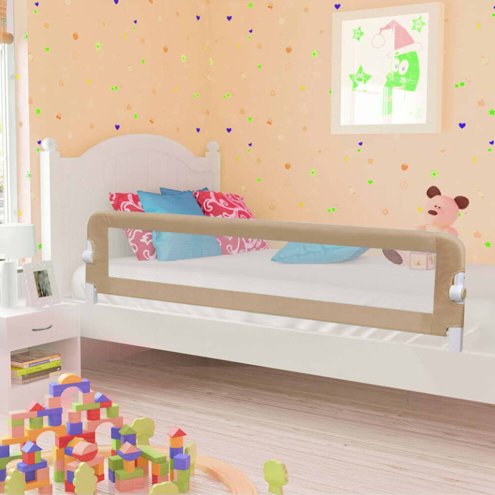 vidaXL Toddler Safety Bed Rail Taupe 180x42cm Polyester Kids Nursery Rails