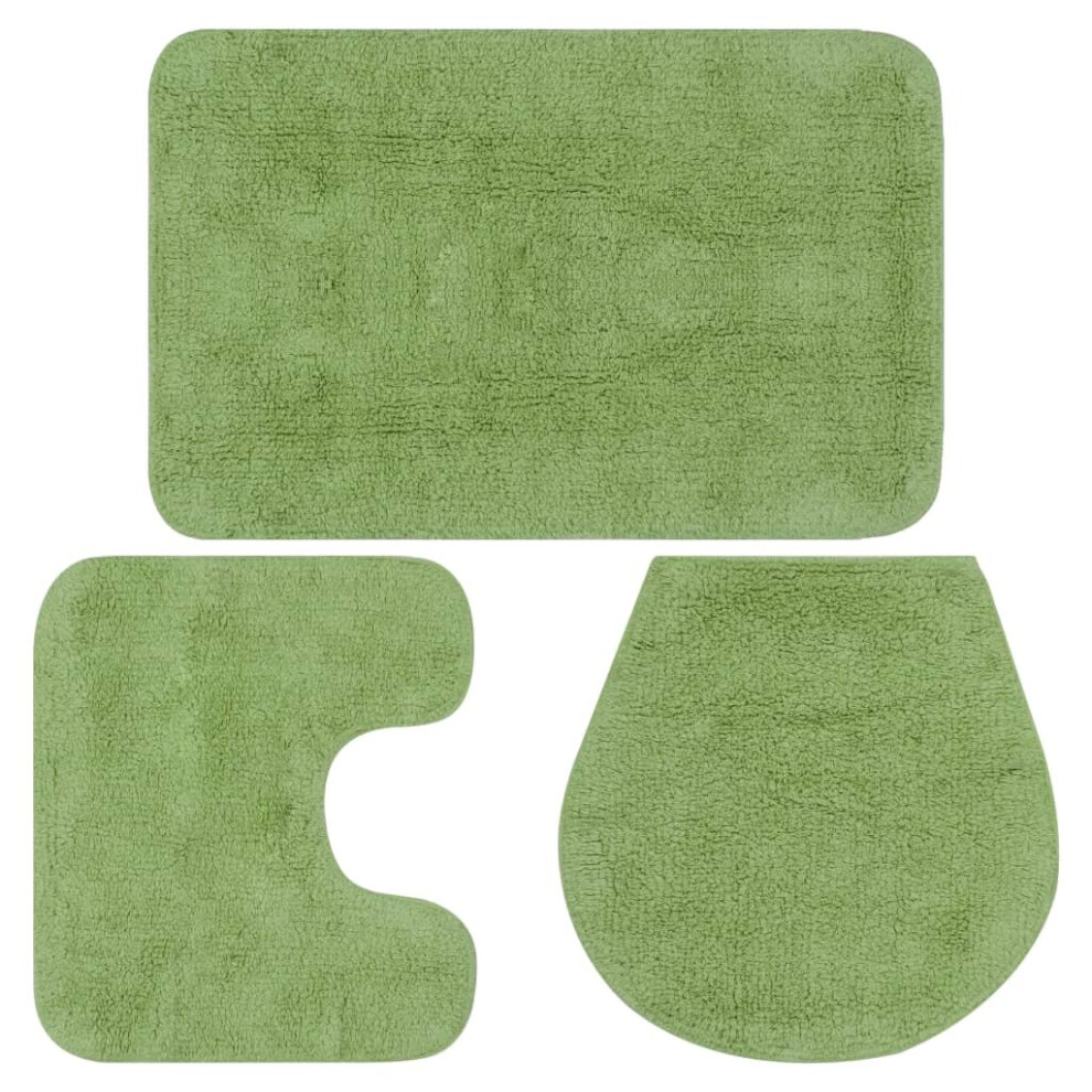 Vidaxl Bathroom Mat Set 3 Piece Fabric Green Bath Floor Carpet Rug Suction
