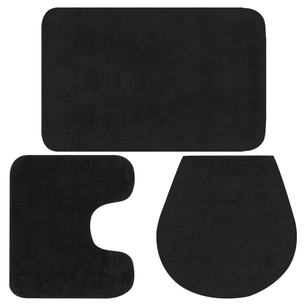 vidaXL Bathroom Mat Set 3 Piece Fabric Anthracite Floor Carpet Rug Suction