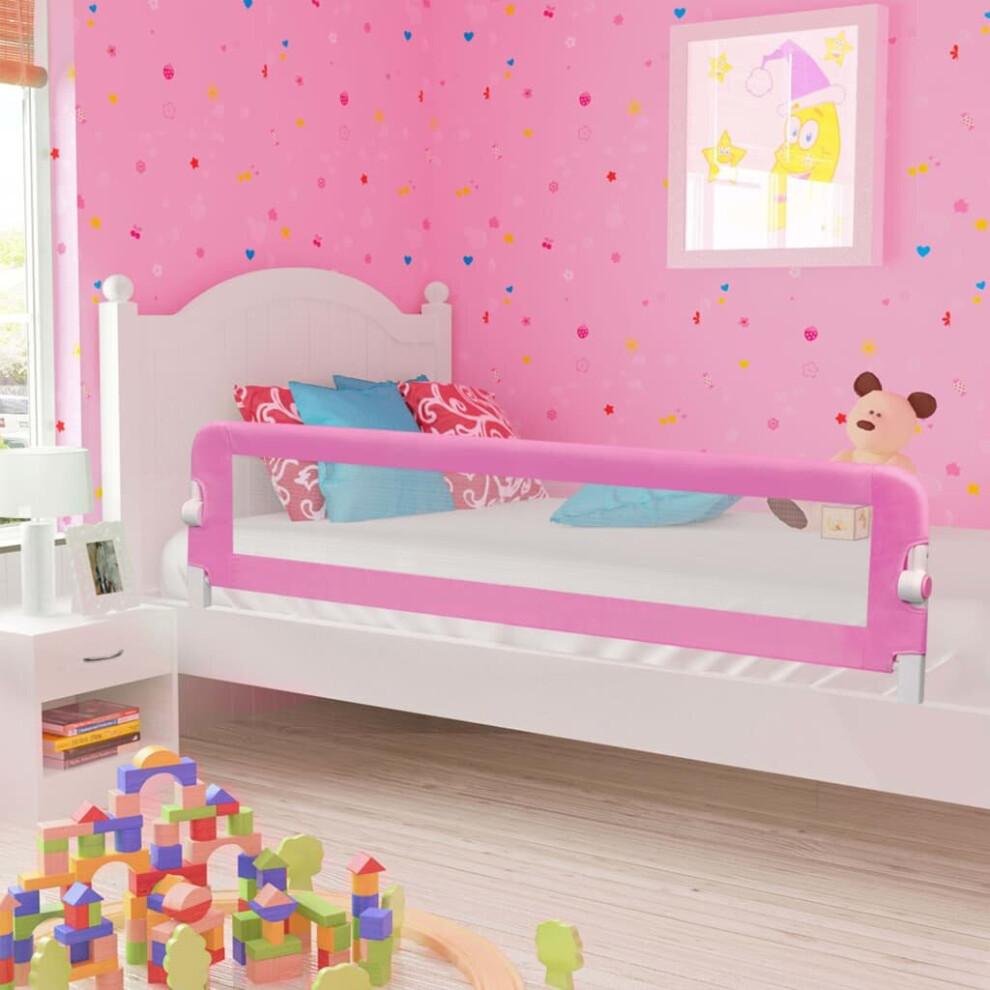 vidaXL Toddler Safety Bed Rail Pink 180x42cm Polyester Kids Nursery Rails