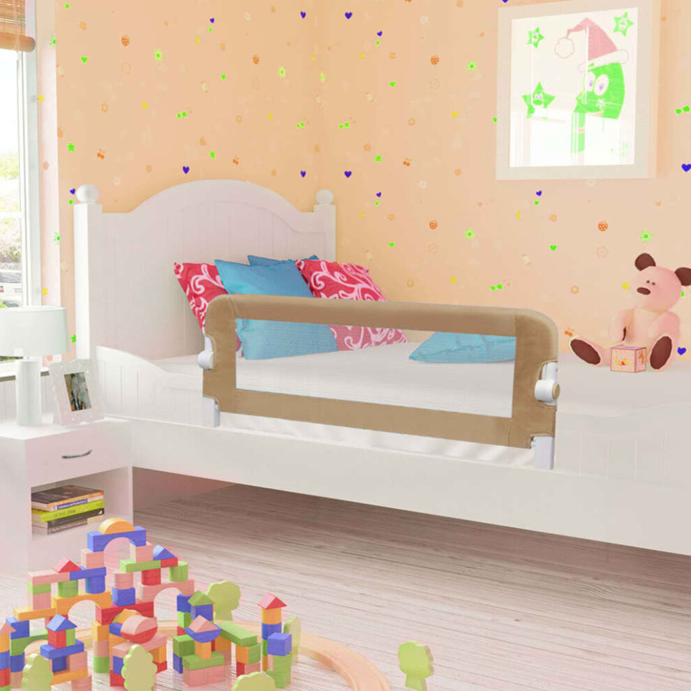 vidaXL Toddler Safety Bed Rail Taupe 120x42cm Polyester Kids Nursery Rails