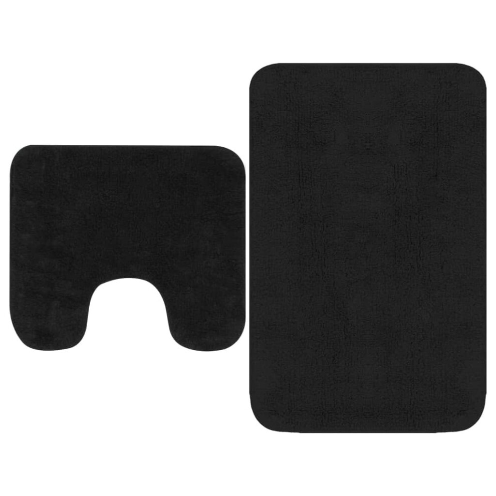 vidaXL Bathroom Mat Set 2 Piece Fabric Anthracite Absorbent Floor Carpet Rug