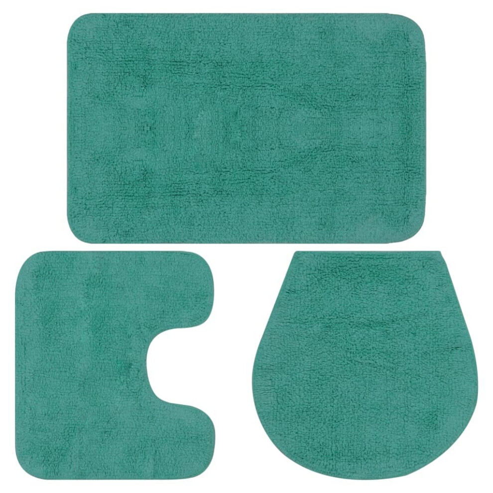 Vidaxl Bathroom Mat Set 3 Piece Fabric Turquoise Bath Floor Carpet Rug Suction