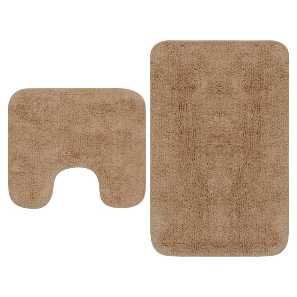 vidaXL Bathroom Mat Set 2 Piece Fabric Beige Water Absorbent Floor Carpet Rug