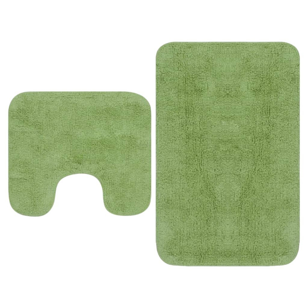 vidaXL Bathroom Mat Set 2 Piece Fabric Green Water Absorbent Floor Carpet Rug