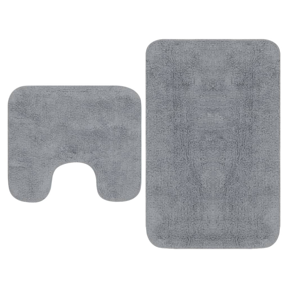 vidaXL Bathroom Mat Set 2 Piece Fabric Grey Water Absorbent Floor Carpet Rug