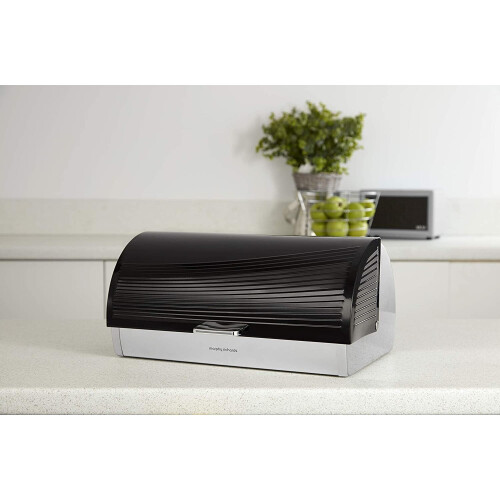 Morphy Richards 976000 Dune Bread Bin, S/Steel Roll Top Design, Black