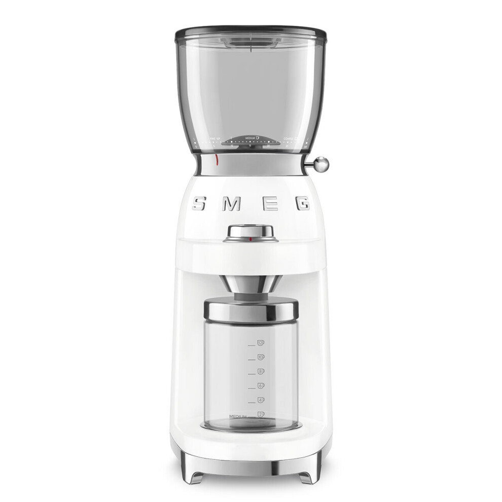 Smeg CGF01WHUK 50's Retro Style Aesthetic Coffee Grinder, White