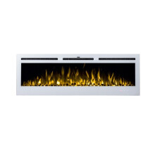 NEW PREMIUM PRODUCT 50inch White Wall Mounted Electric Fire with 3 colour Flames and can be inserted (Pebbles, Logs and Crystals)