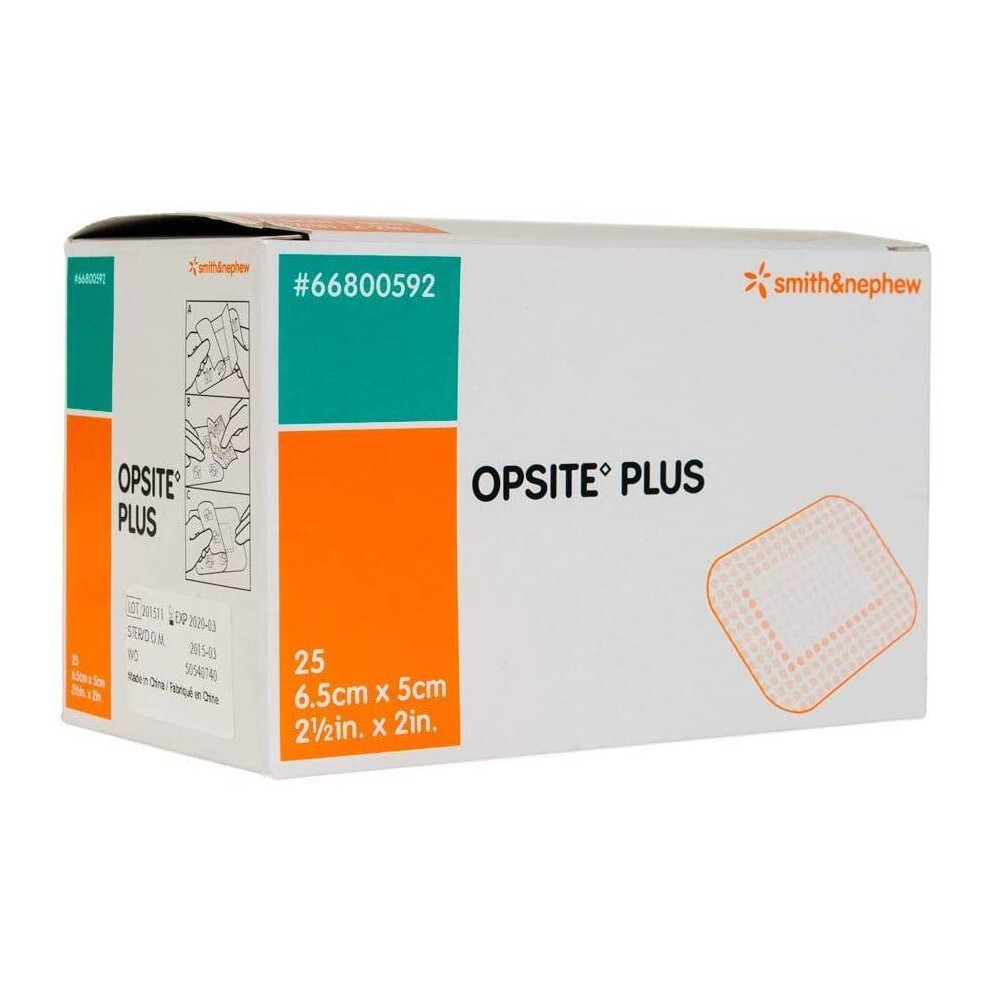 Smith & Nephew Opsite Plus Waterproof Adhesive Film Dressing, 6.5Cm X 5Cm, Pack Of 25
