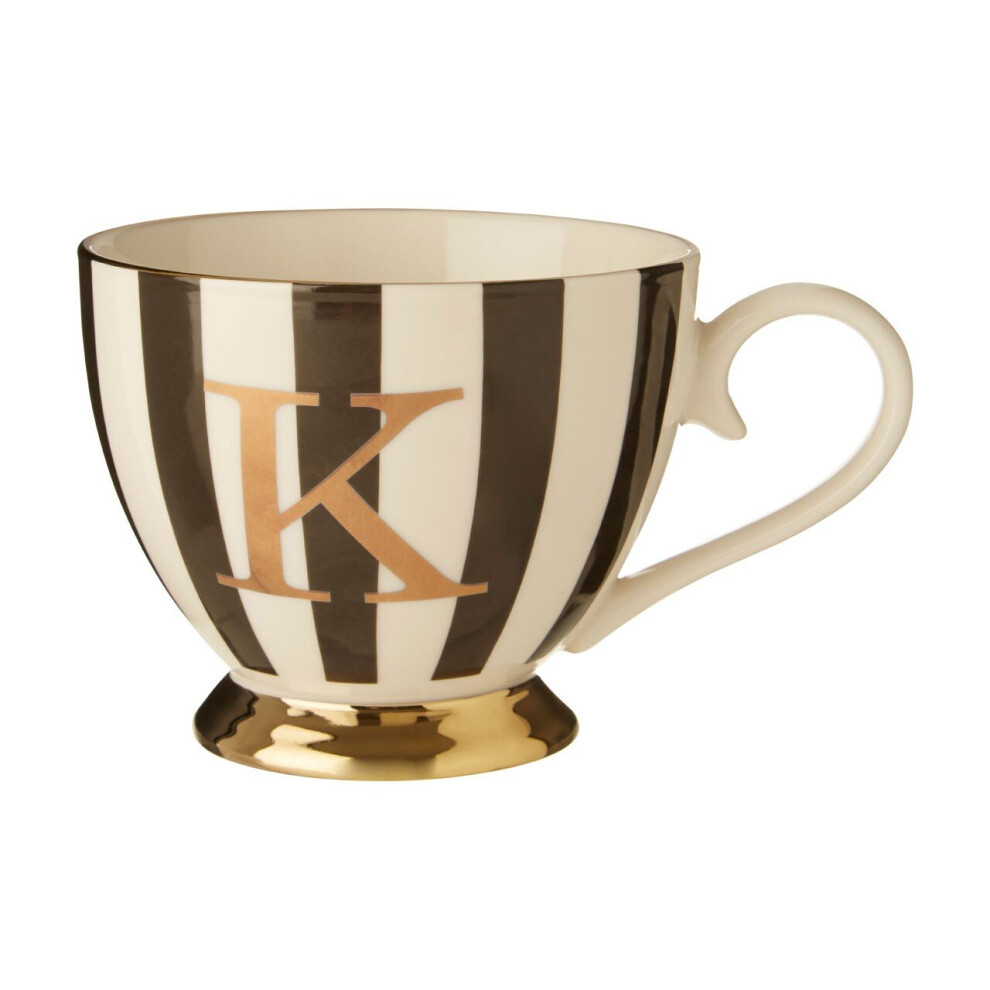 Premier Housewares Regal Design Duchess K Letter Monogram Mug, Personalized Coffee Mug For Kitchen, Durable Mug For Breakfast
