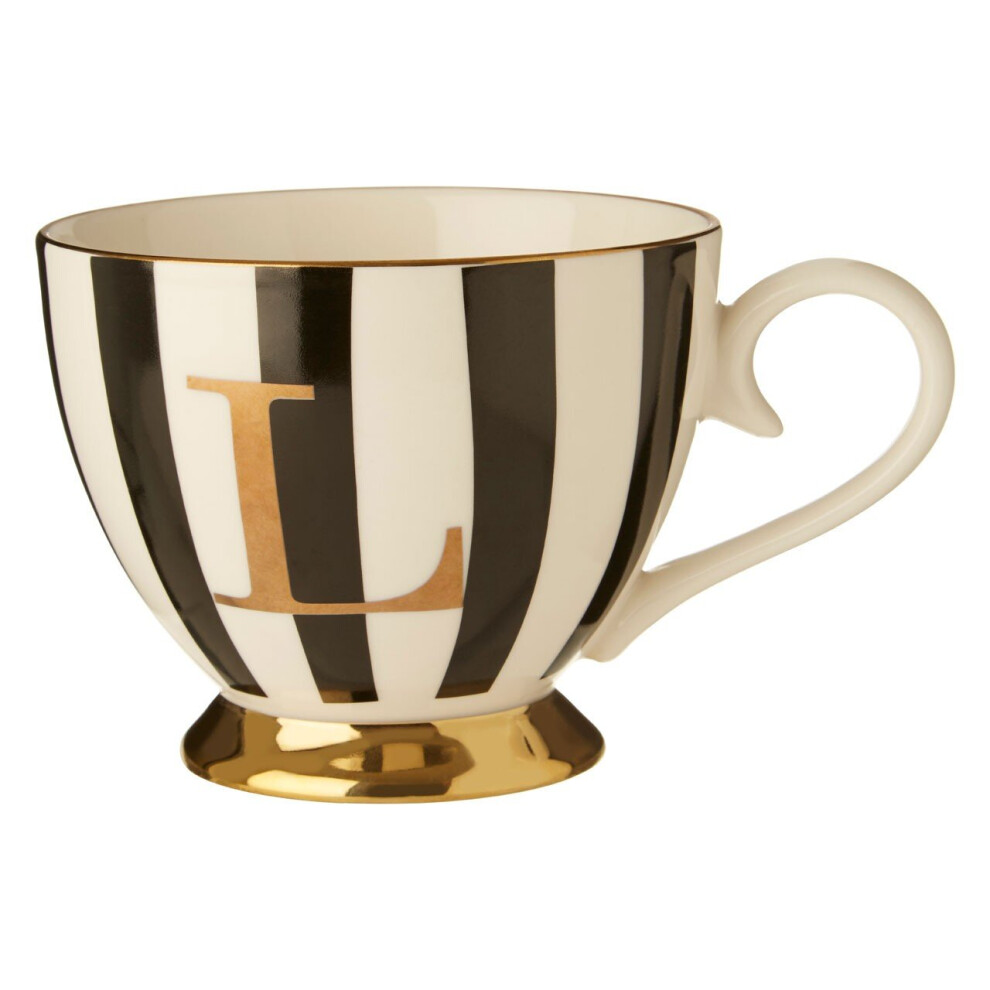 Premier Housewares Personalized Duchess L Letter Monogram Mug, Regal Design Coffee Mug For Kitchen, Durable Mug For Breakfast