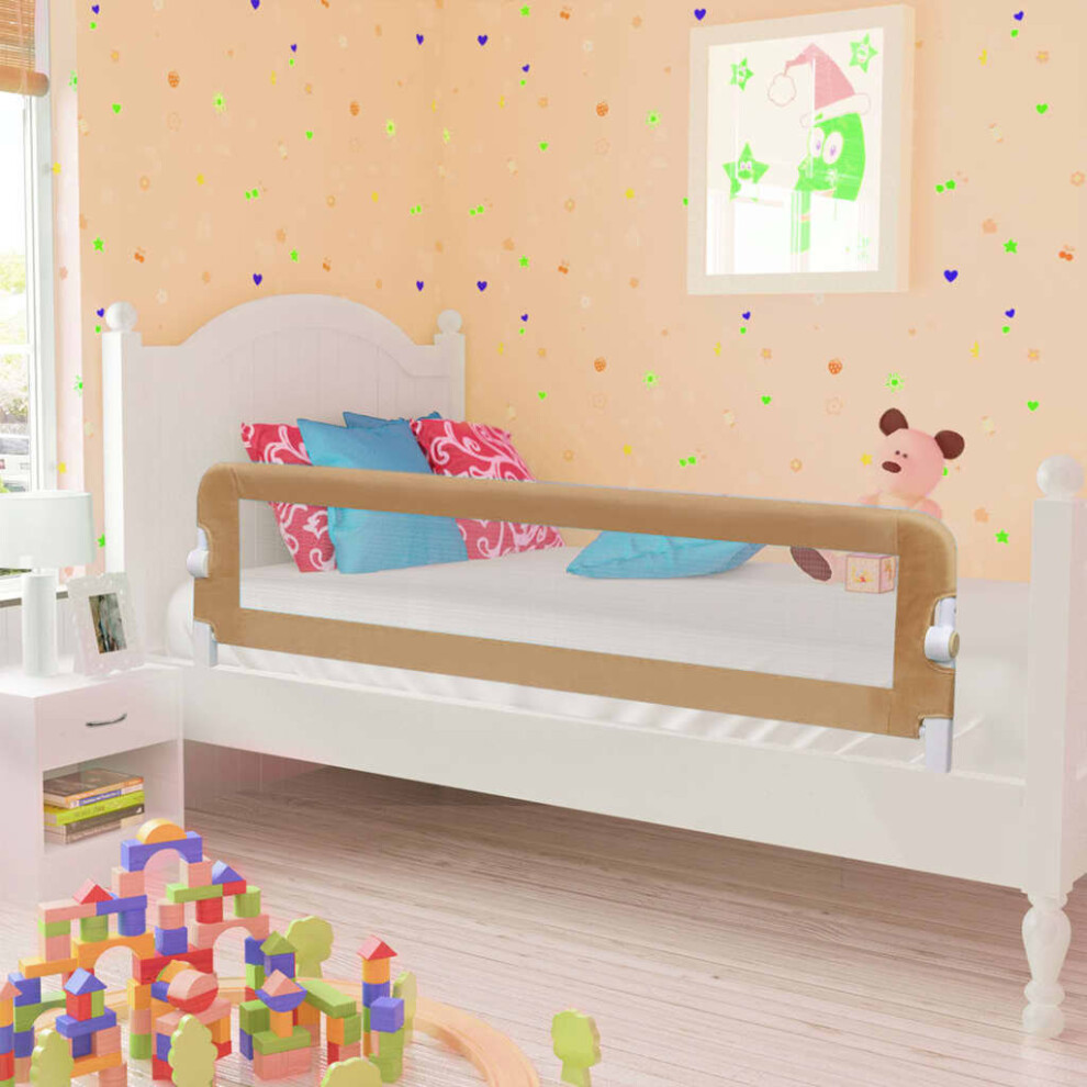 Vidaxl Toddler Safety Bed Rail Taupe 150X42cm Polyester Kids Nursery Rail